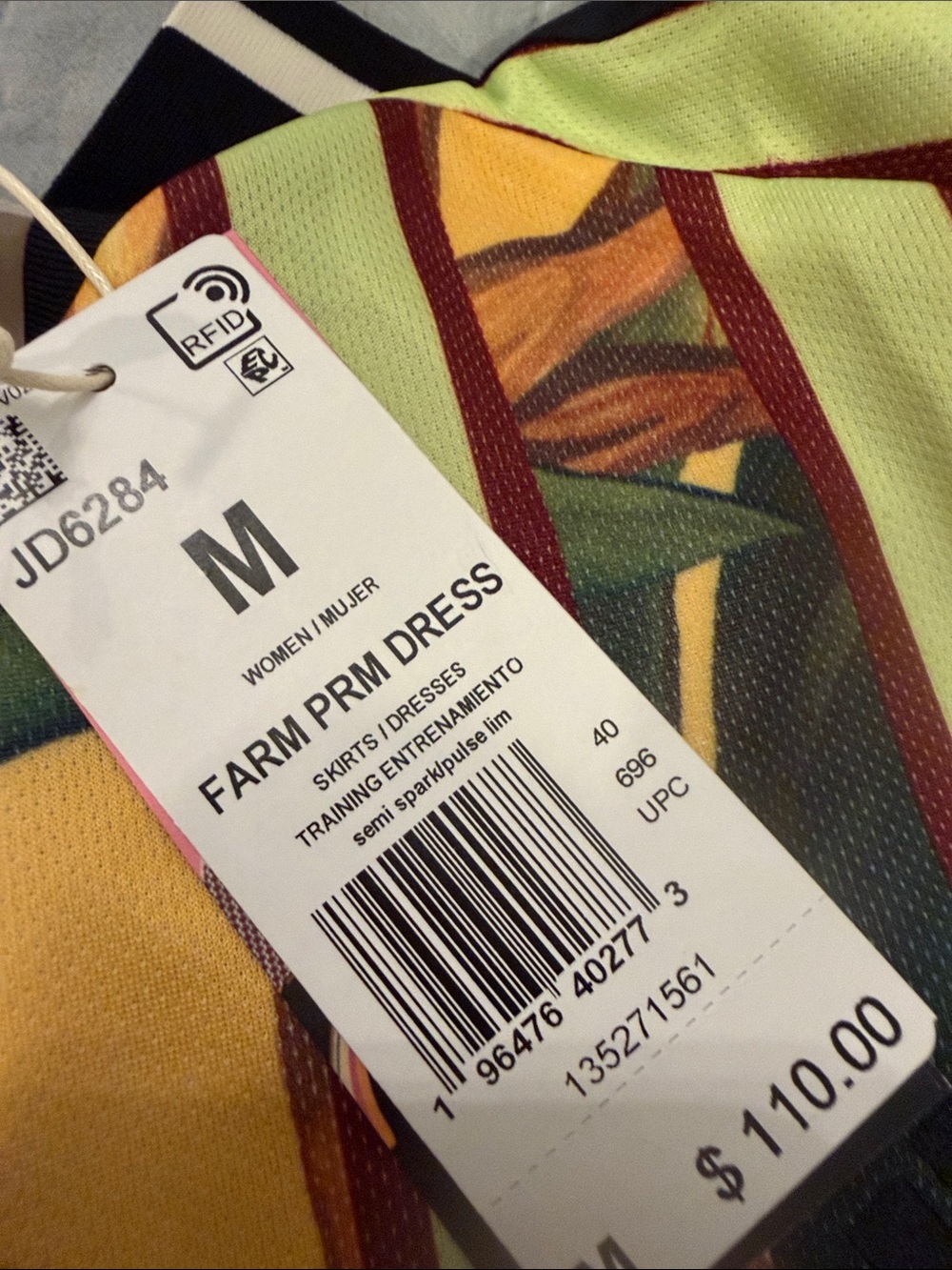 FARM Rio WOMEN’S M Tropical Stripe Polo Dress Yellow, Green, Black NWT - Picture 8 of 8